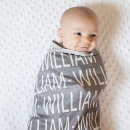 Personalized Baby Swaddle Blanket & Hat Organic Knit Newborn Gift - thumbnail 3