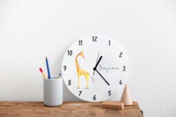 Giraffe Themed Personalised Bedroom Clock - For Nursery Acrylic Wall - thumbnail 1