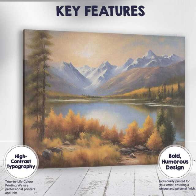 Majestic Mountain Lake Scenic Wilderness Landscape Canvas Wall Art Print Decor Picture Ready To Hang - image 1