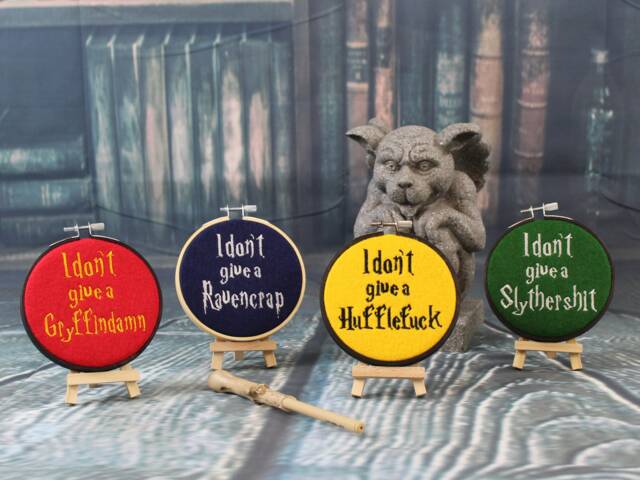 Wizard School Hoop Art - Embroidered Wall Decor Funny Magic House Gift - image 1