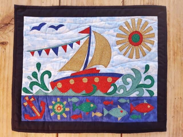 Ocean Regatta Mini Quilt Wall Hanging - image 1