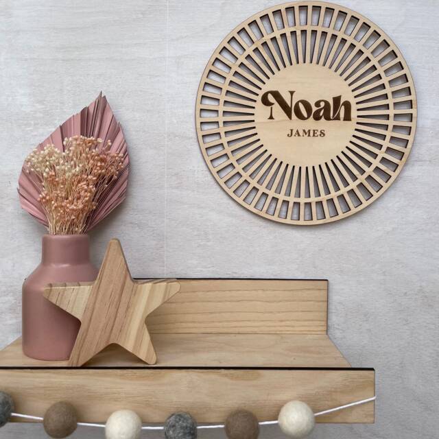 Personalised Wooden Geometric Wall Art/Bedroom Nursery Decor - image 1