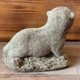 Stone Garden Laying Baby Otter Statue Ornament - thumbnail 3