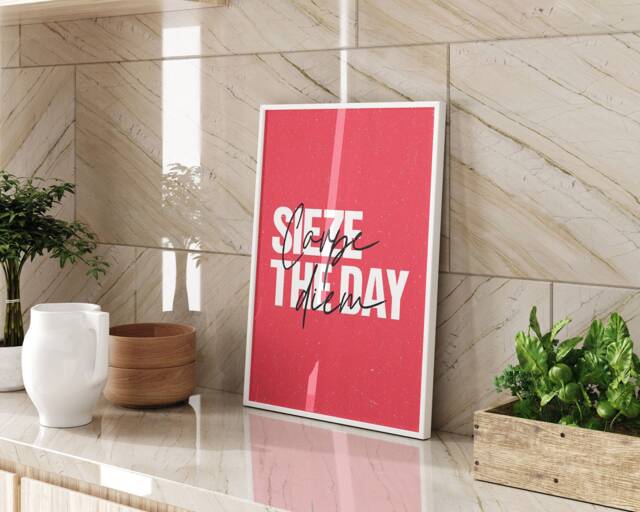 Carpe Diem Typography Wall Art Print Inspirational Quote Modern Minimalist Decor Motivational Poster Home Office Gift Living Room Design - image 1