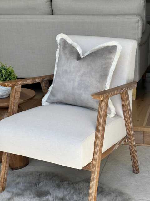 Luxury Grey Velvet Fringed Cushion Cover - Custom Gray Throw Pillow - Luxury Marble - image 1