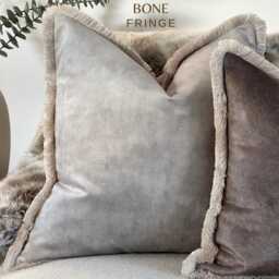 Luxury Grey Velvet Fringed Cushion Cover - Custom Gray Throw Pillow - Luxury Marble - thumbnail 4