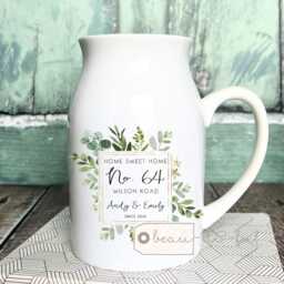 Personalised New Home Sweet Address Housewarming Botanical Greenery Design Quote Linen Style Cushion Home Gift - thumbnail 4
