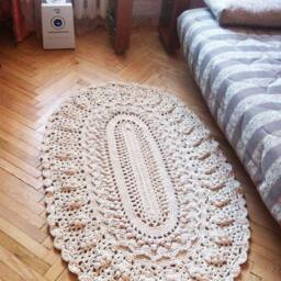 Crochet Oval Dolly Round Cotton Area Rug.living Room Rug Carpet. French Country Decor - thumbnail 2