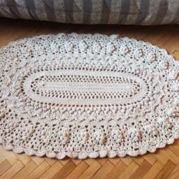 Crochet Oval Dolly Round Cotton Area Rug.living Room Rug Carpet. French Country Decor - thumbnail 3