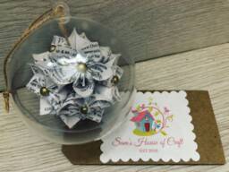 Personalized Origami Flower Christmas Bauble Handmade Paper Ornament - thumbnail 1