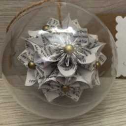 Personalized Origami Flower Christmas Bauble Handmade Paper Ornament - thumbnail 2