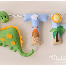 Baby Wall Art, Name Sign, Dinosaur Nursery Decor, Felt Banner, Personalized Gift, Letters, Baby Shower, Garland - thumbnail 3