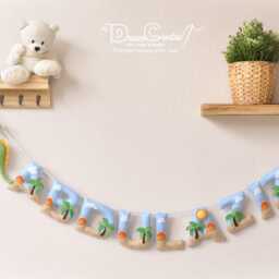 Baby Wall Art, Name Sign, Dinosaur Nursery Decor, Felt Banner, Personalized Gift, Letters, Baby Shower, Garland - thumbnail 2