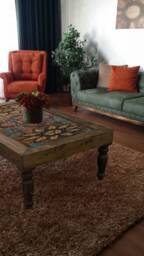 Handmade Painted Wood Coffee Table Bohemian Style - thumbnail 2