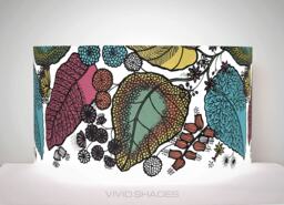 60cm Large Lampshade Handmade By Vivid Shades, Funky Scandinavian Botanical Leaf Pattern Fabric, Floral Tropical Rainforest Drum Lamp Shade - thumbnail 1