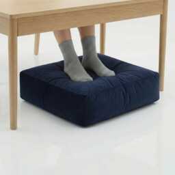 Navy Blue Velvet Bean Bag Floor Cushion Square Ottoman Pouf - 60cm - thumbnail 2