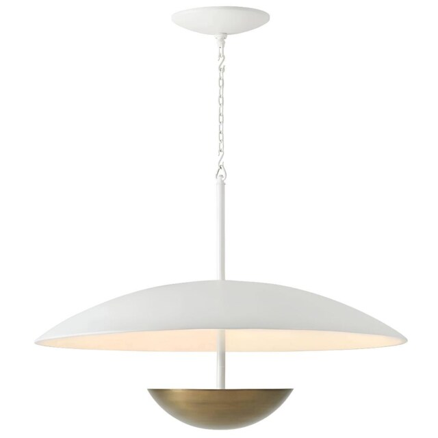 White & Brass Modern Chandelier - Mid Century Pendant Light Fixture Contemporary Ceiling Lamp- Sputnik Pendent - image 1