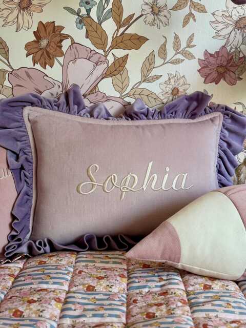 Personalized Decorative Pillow With Frill, Custom Name Or Text, Elegant & Cozy Gift For Bedroom, Romantic Full Of Warmth Birthday Gift - image 1