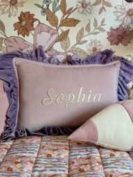 Personalized Decorative Pillow With Frill, Custom Name Or Text, Elegant & Cozy Gift For Bedroom, Romantic Full Of Warmth Birthday Gift - thumbnail 1