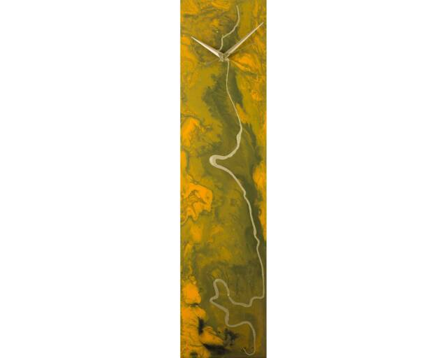 Gold & Orange Wall Clock Modern Housewarming Gift, Unusual Or Desk With Lighting, Unique Table Lights - image 1