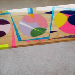 Handmade Colorful Resin Center Table Modern Abstract Wood Accent - thumbnail 3