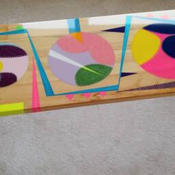 Handmade Colorful Resin Center Table Modern Abstract Wood Accent - thumbnail 4