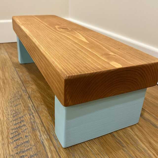 Chunky Wooden Step Stool - Plant Stand Rustic Decor Riser Coffee Station Shelf Bathroom Vanity Display UK - image 1