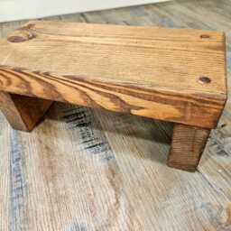 Chunky Solid Pine Wooden Step Stool, Handmade Kitchen Step, Bathroom Footstool, Kids Sink Plant Stand - thumbnail 4