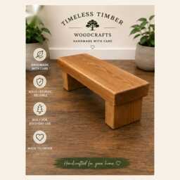 Chunky Solid Pine Wooden Step Stool, Handmade Kitchen Step, Bathroom Footstool, Kids Sink Plant Stand - thumbnail 1