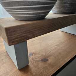 Chunky Wooden Step Stool - Plant Stand Rustic Decor Riser Coffee Station Shelf Bathroom Vanity Display UK - thumbnail 4