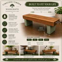 Chunky Wooden Step Stool - Plant Stand Rustic Decor Riser Coffee Station Shelf Bathroom Vanity Display UK - thumbnail 4