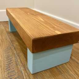 Chunky Wooden Step Stool - Plant Stand Rustic Decor Riser Coffee Station Shelf Bathroom Vanity Display UK