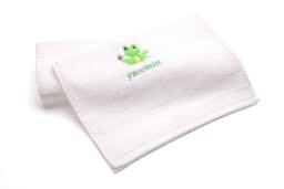 Personalized Kids Towel Embroidered Frog Design, Turkish Cotton - thumbnail 1