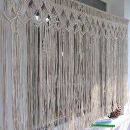 Macrame Curtain Window Valance Large Macrame Wall Hanging Kitchen Window Decor Wedding Backdrop Bohemian Bedroom Boho Nursery - thumbnail 2