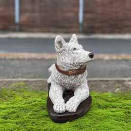 Stone German Shepherd Statue Concrete Dog Figurine Garden Ornament Outdoor Pet Memorial Decor Cement Lawn Sculpture Yard Art - thumbnail 2