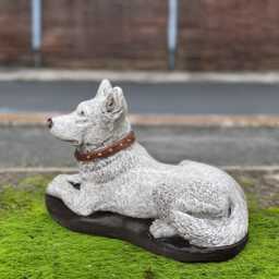 Stone German Shepherd Statue Concrete Dog Figurine Garden Ornament Outdoor Pet Memorial Decor Cement Lawn Sculpture Yard Art - thumbnail 3