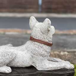 Stone German Shepherd Statue Concrete Dog Figurine Garden Ornament Outdoor Pet Memorial Decor Cement Lawn Sculpture Yard Art - thumbnail 4