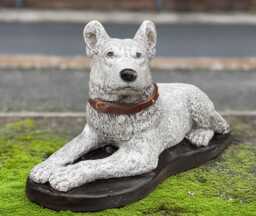 Stone German Shepherd Statue Concrete Dog Figurine Garden Ornament Outdoor Pet Memorial Decor Cement Lawn Sculpture Yard Art - thumbnail 1