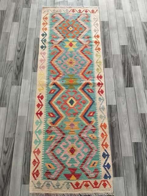 Kilim Runner Tribal, Handmade Artisan Afghan Turkish Persian Qashqai Navajo Bohemian Natural Wool Flatweave Rug 205x70 cm - image 1