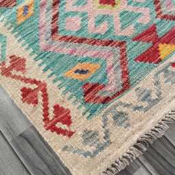 Kilim Runner Tribal, Handmade Artisan Afghan Turkish Persian Qashqai Navajo Bohemian Natural Wool Flatweave Rug 205x70 cm - thumbnail 4