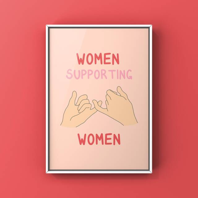 Women Supporting Art Print Colorful Feminist Illustration - image 1