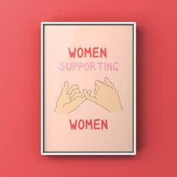 Women Supporting Art Print Colorful Feminist Illustration - thumbnail 1