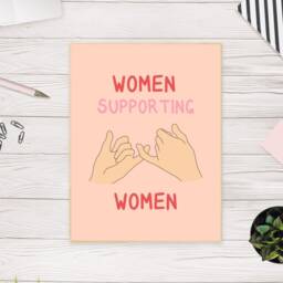 Women Supporting Art Print Colorful Feminist Illustration - thumbnail 3