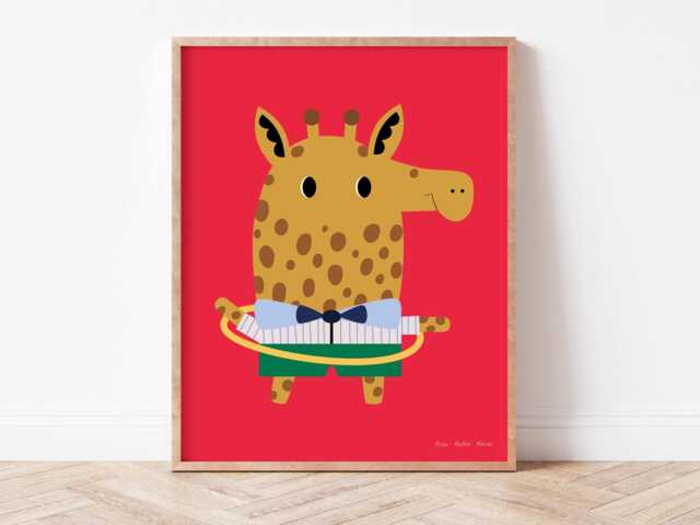 Animals Having Fun Hoopla Giraffe Colorful Nursery Print/Kids Room Wall Art Digital Download Baby Shower Gift - image 1
