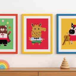 Animals Having Fun Hoopla Giraffe Colorful Nursery Print/Kids Room Wall Art Digital Download Baby Shower Gift - thumbnail 2