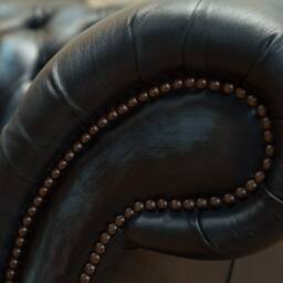 3 Seater Antique Blue Leather Chesterfield Sofa, Traditional British Handmade - thumbnail 3