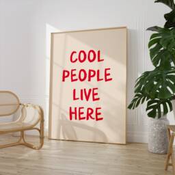 Cool People Live Here Print - Hallway Typography Welcome Posters Funny Wall Decor Retro Neutral Art - thumbnail 3