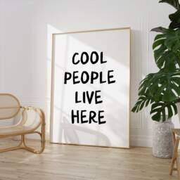 Cool People Live Here Print - Hallway Typography Welcome Posters Funny Wall Decor Retro Neutral Art - thumbnail 2