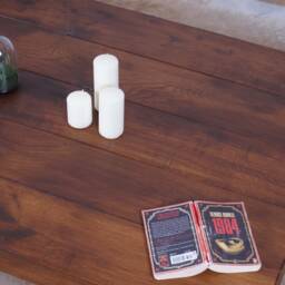 Hand-Crafted Chunky Oak Coffee Table - Walnut Finish, Farmhouse/Rustic Style - thumbnail 3