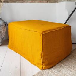 Linen Ottoman Slipcover - Custom Square Pouf Cover Without The Bottom Natural Foot Stool Case Eco-Friendly For Home - thumbnail 2